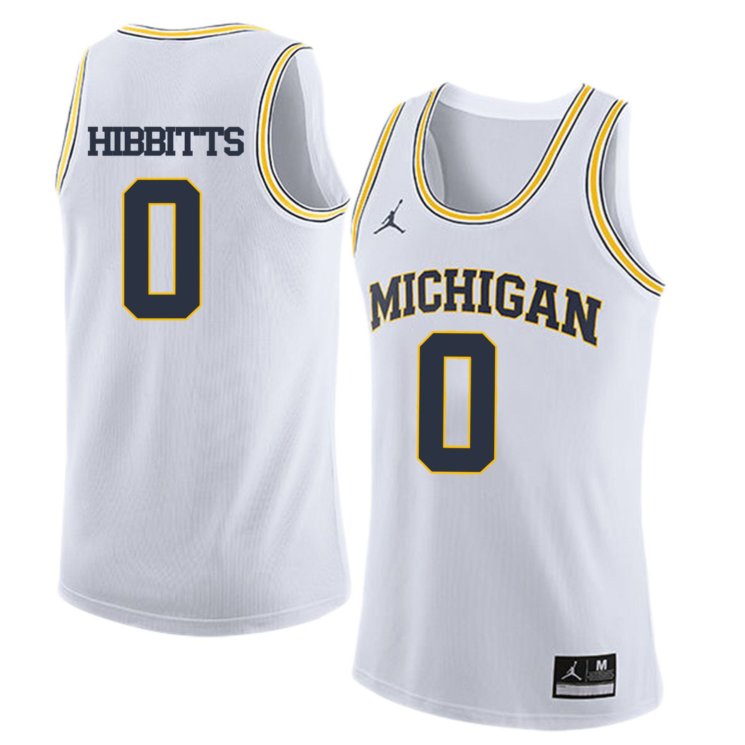 Men Jordan University of Michigan Basketball White #0 Hibbitts Customized NCAA Jerseys->customized ncaa jersey->Custom Jersey